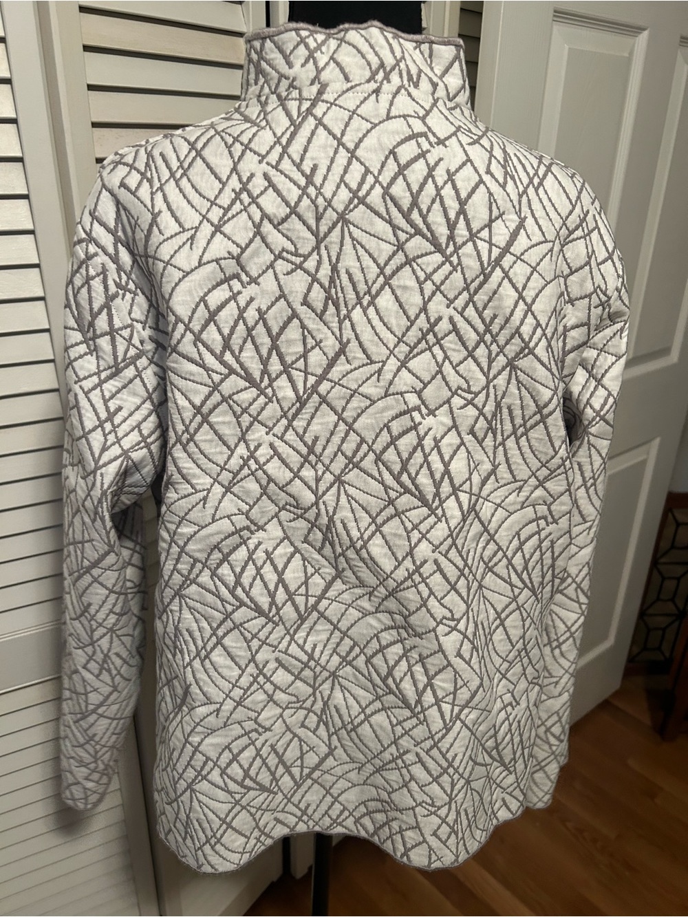 Women's Gray Abstract-Pattern Single-Button Blazer - Picture 8 of 8